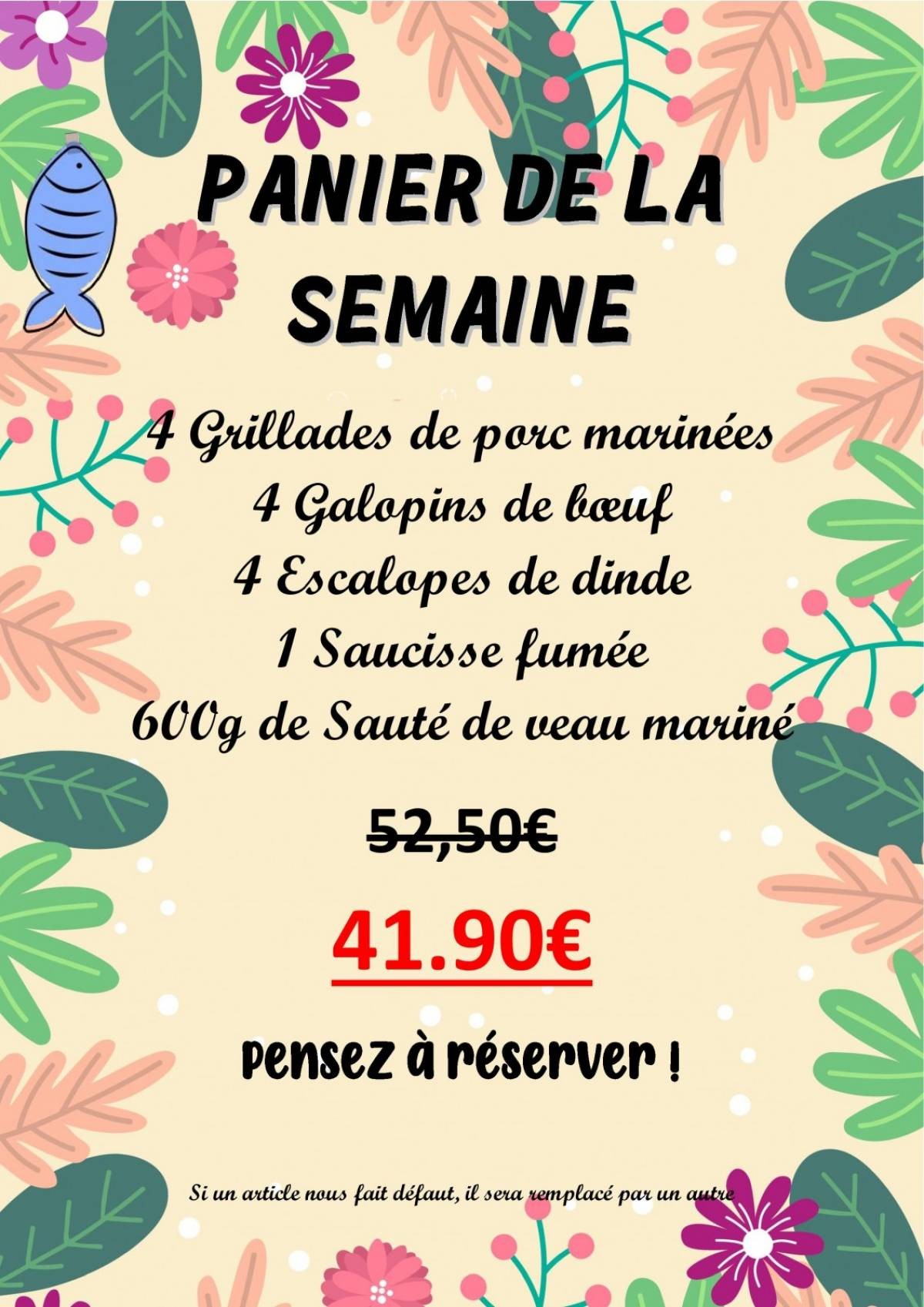 Le PANIER de la semaine sera disponible dès mardi  31 mars 2026