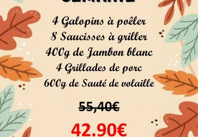 LE  PANIER pour cette semaine  dès mardi 13 octobre 2026