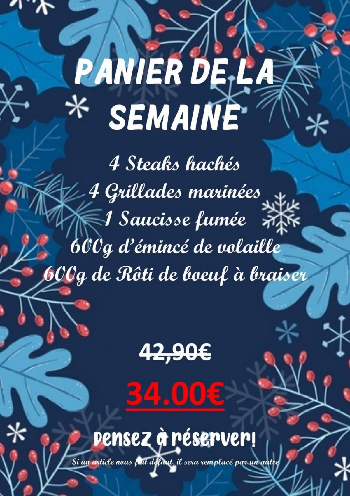 Le PANIER DE LA SEMAINE du mardi 30/11 au dimanche 05 décembre 2021