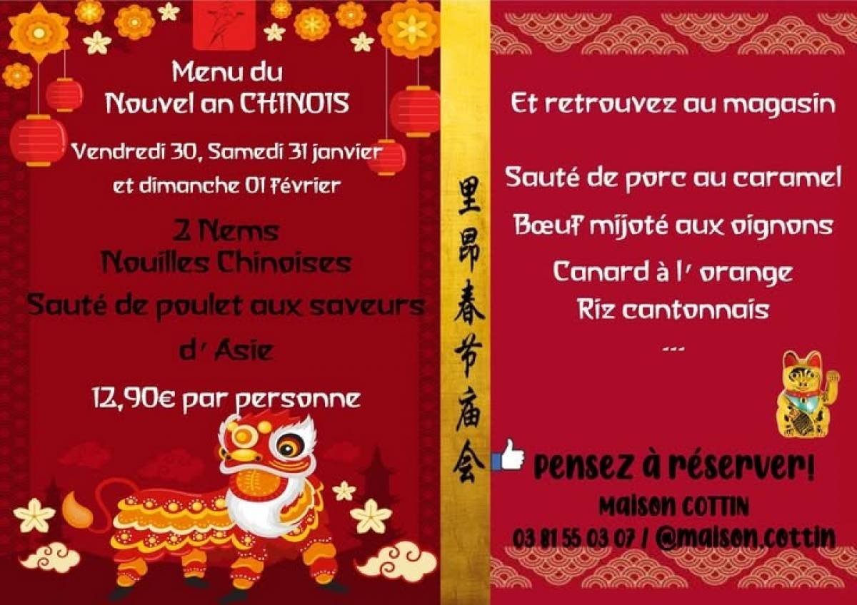LE MENU CHINOIS est prévu pour ce we